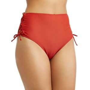 Time and Tru high waisted swim bottom plus size with side ties burnt orange